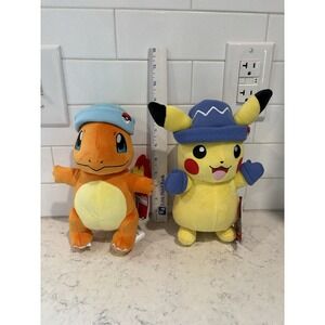 NWT‎ Pokèmon Holiday CHARMANDER PIKACHU  Limited Edition 8" Plush Jazwares 2024